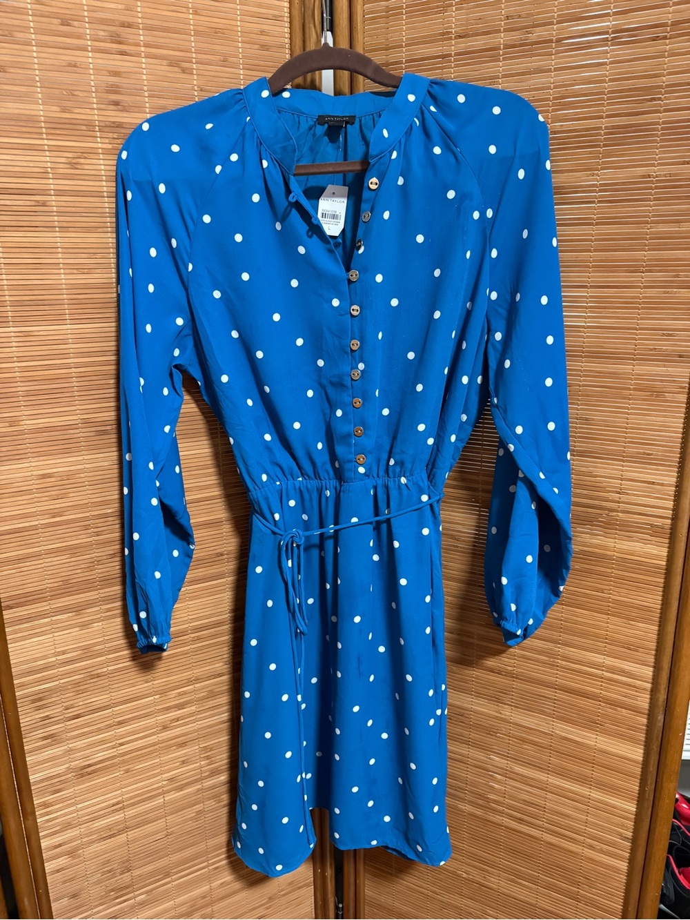 Ann Taylor Cobalt Blue Polka Dot Midi Dress